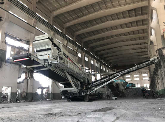 Old Factory Demolition Project with Mobile Impact Crusher