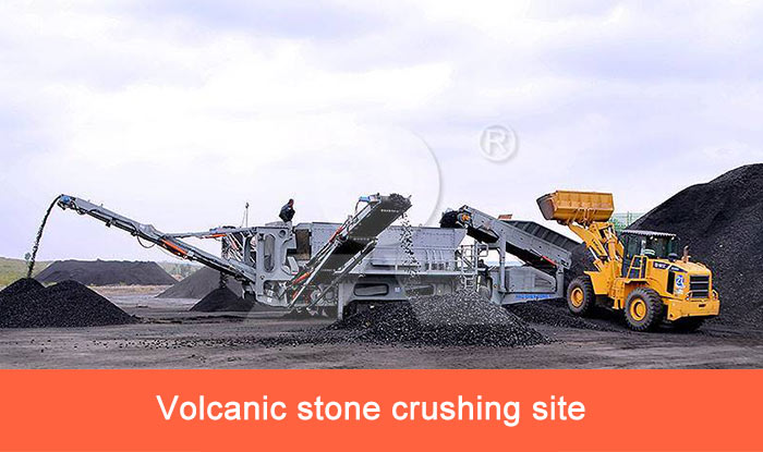 Volcanic stone crushing site