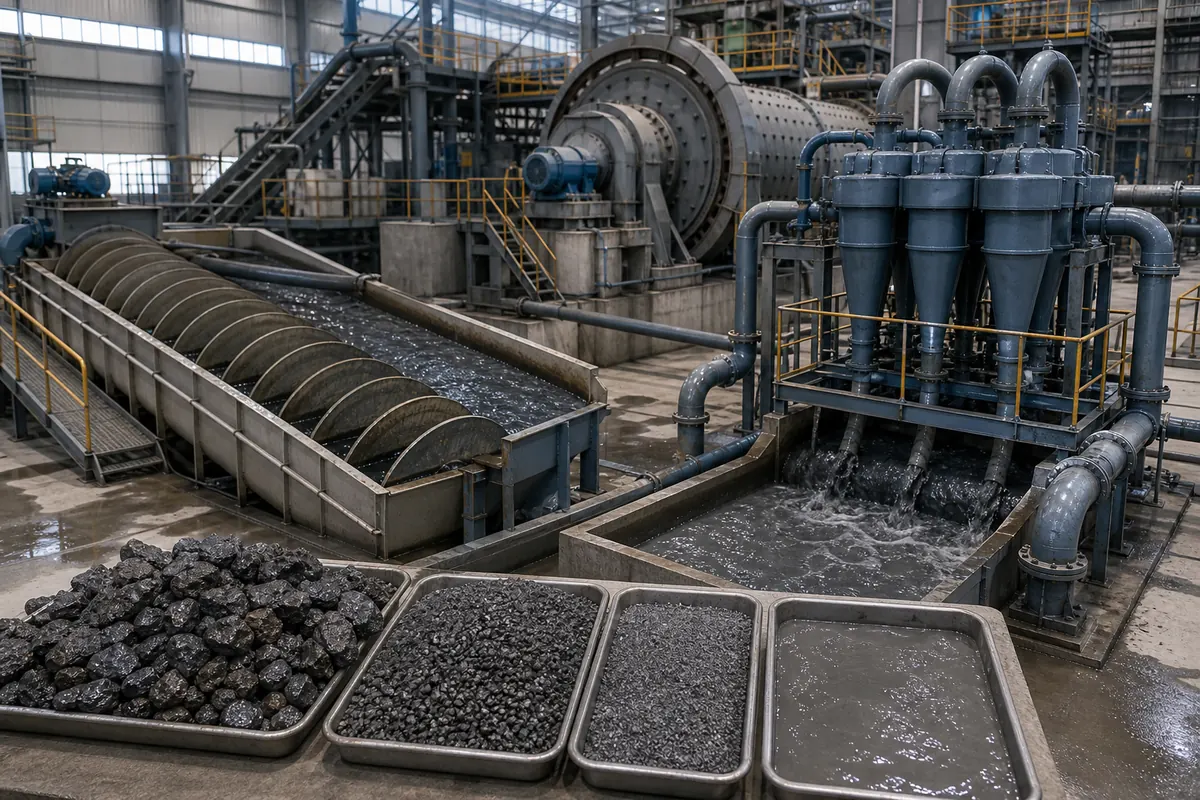 Gold ore crushing and grinding plant with ball mill classifier hydrocyclones and ore samples