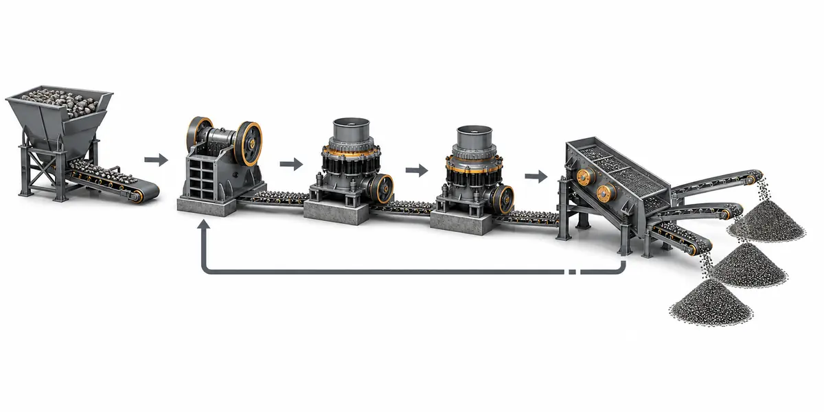 VSI crusher impact path comparison for rock-on-rock and rock-on-iron crushing chambers