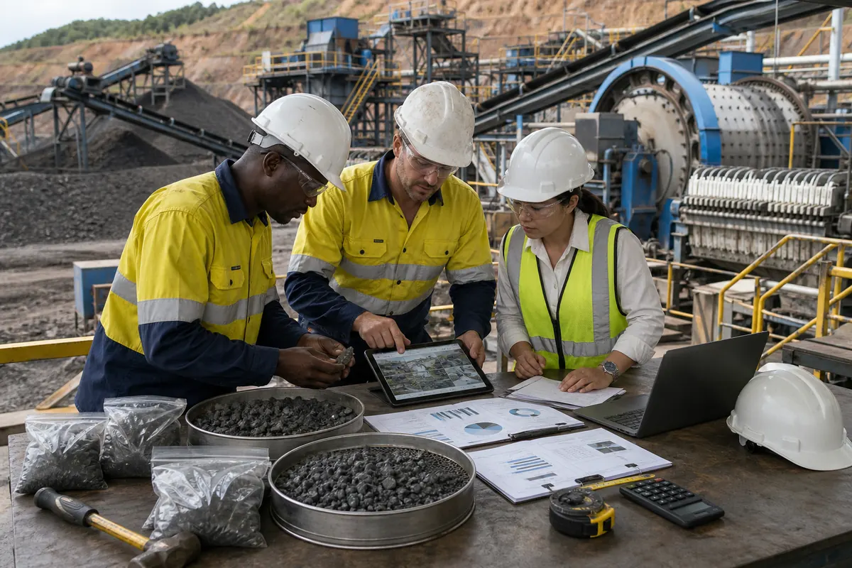 Manganese ore beneficiation plant buyer reviewing ore samples feed size output size capacity site photos and budget range for quotation